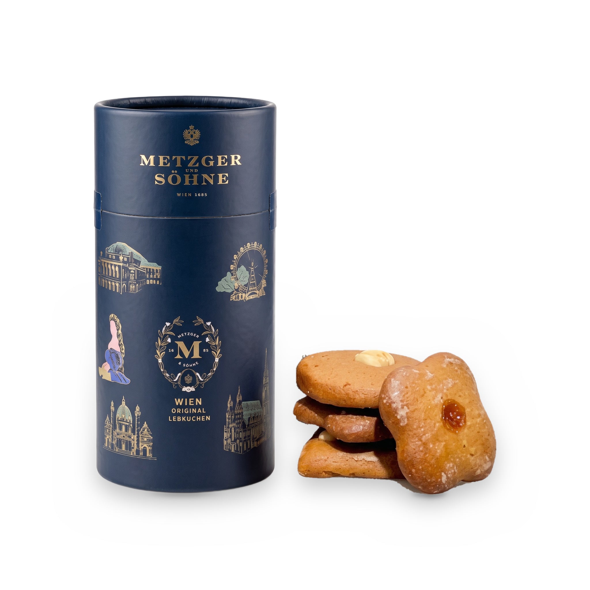 Wien Honiglebkuchen Zylinder Schachtel - Navy
