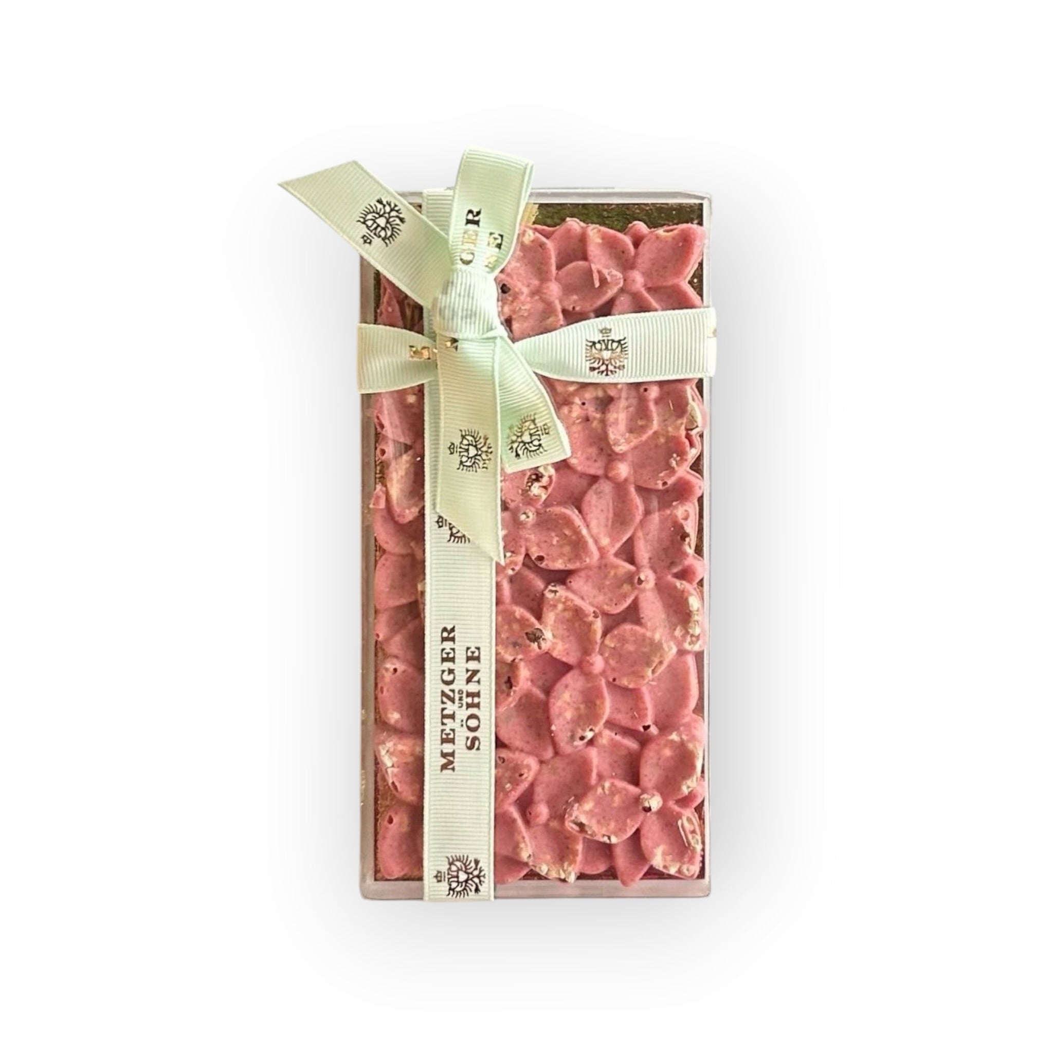 Himbeer Schokolade Blumen Tafel mit Haselnuss, Jasmin und Gold