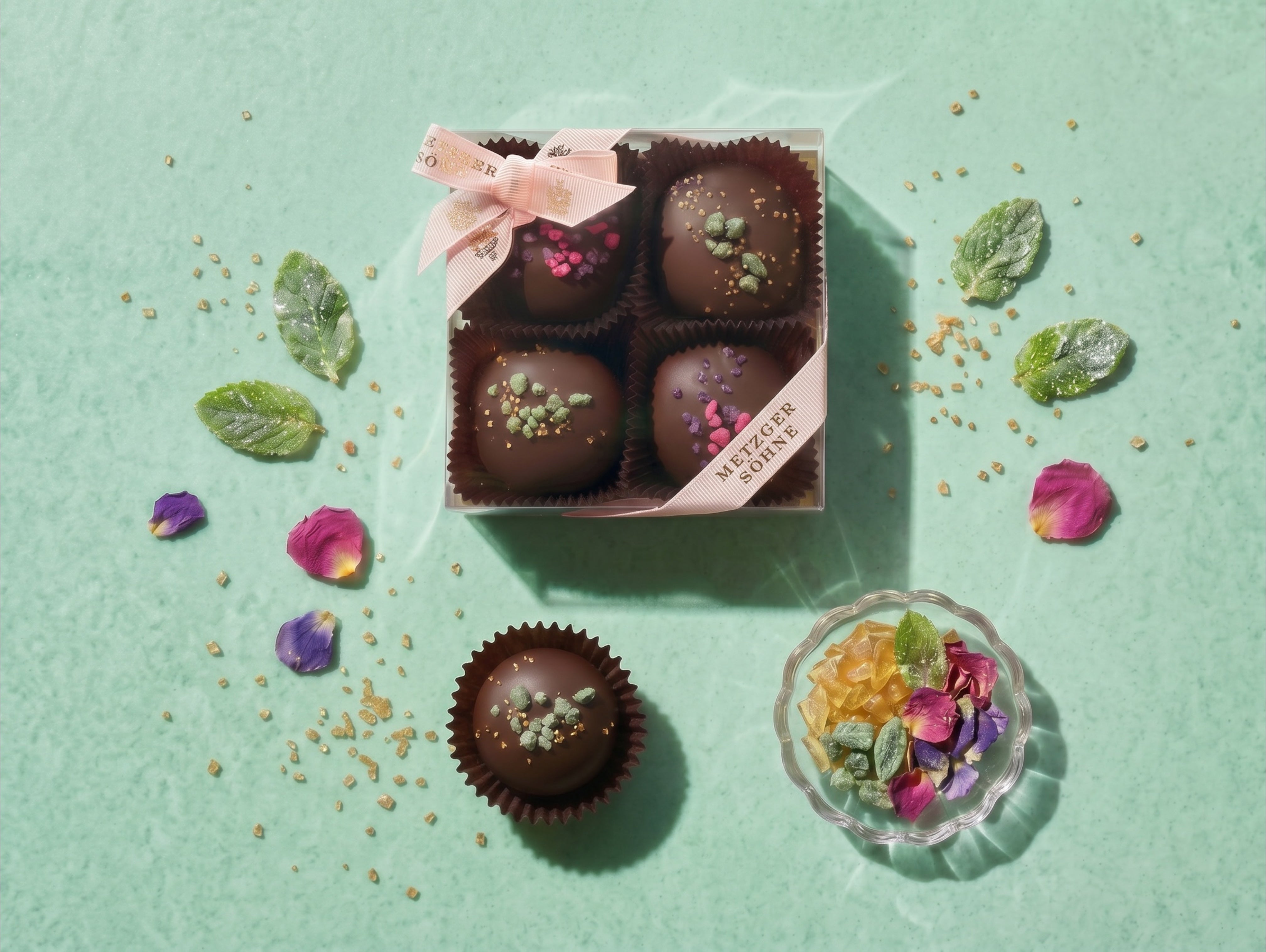 Kaiser Spatzen Lebkuchen kandierte Blumen mit Gold
