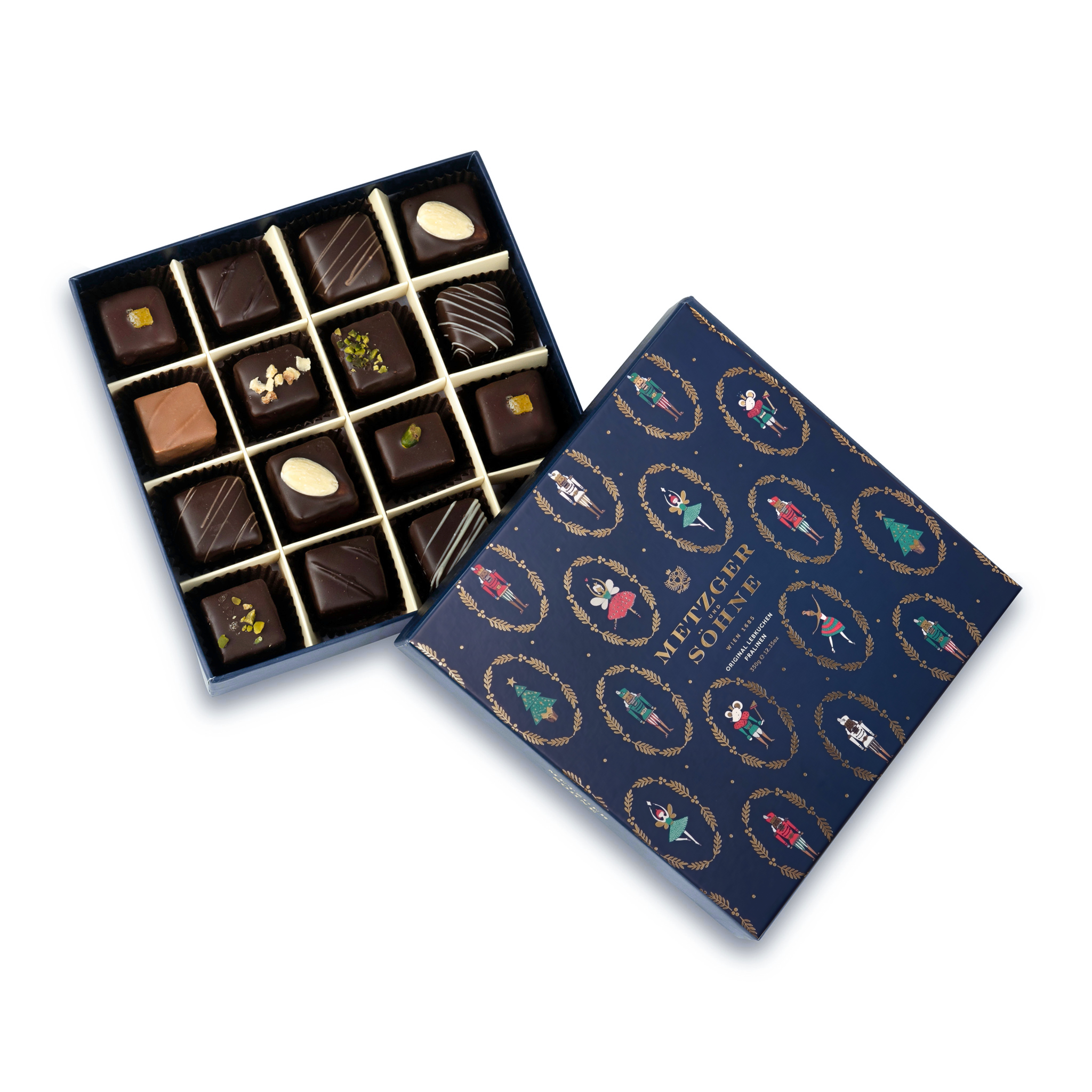 Piccola Nussknacker Lebkuchen Pralinen Schachtel - Blau