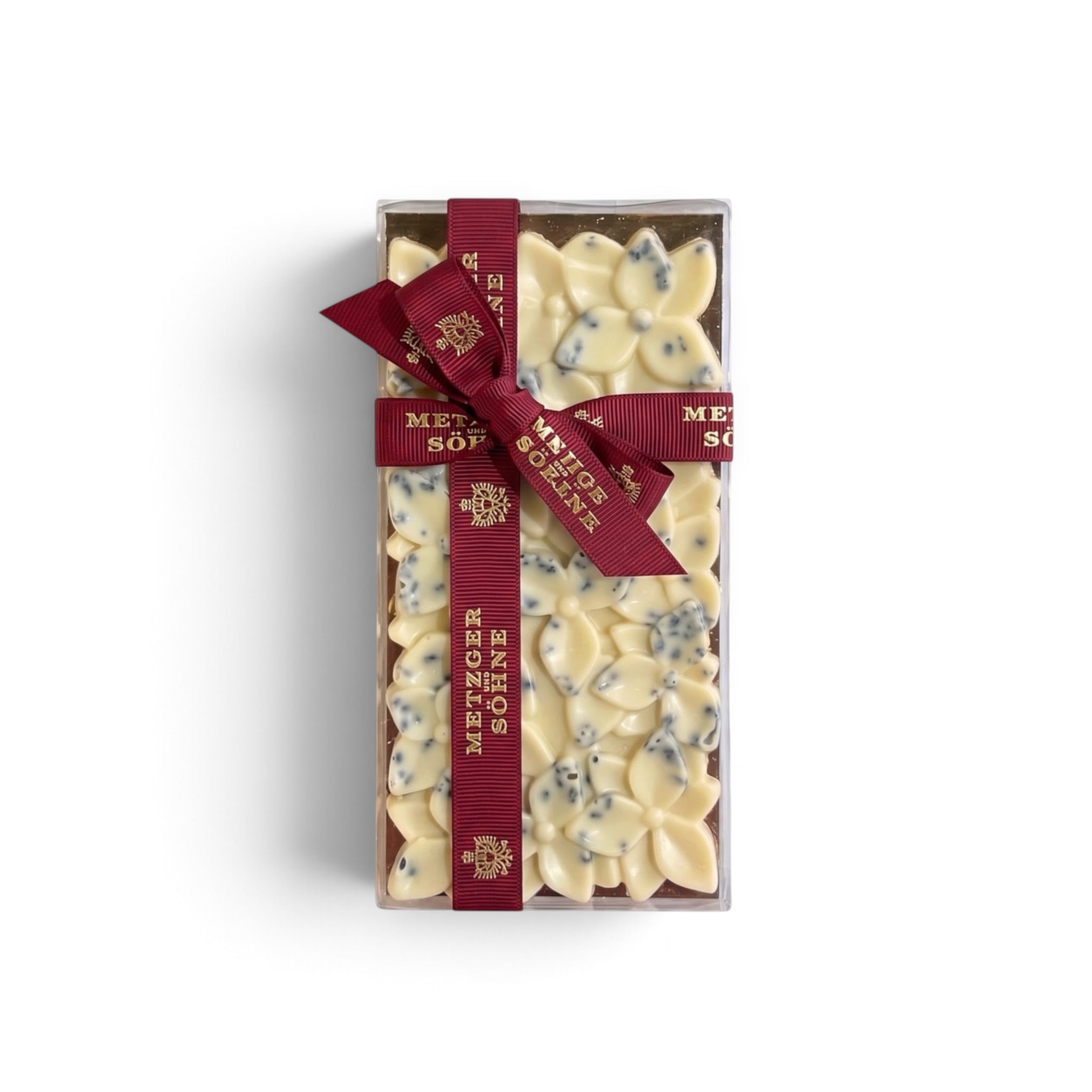 Weisse Schokolade Blumentafel mit Veilchen