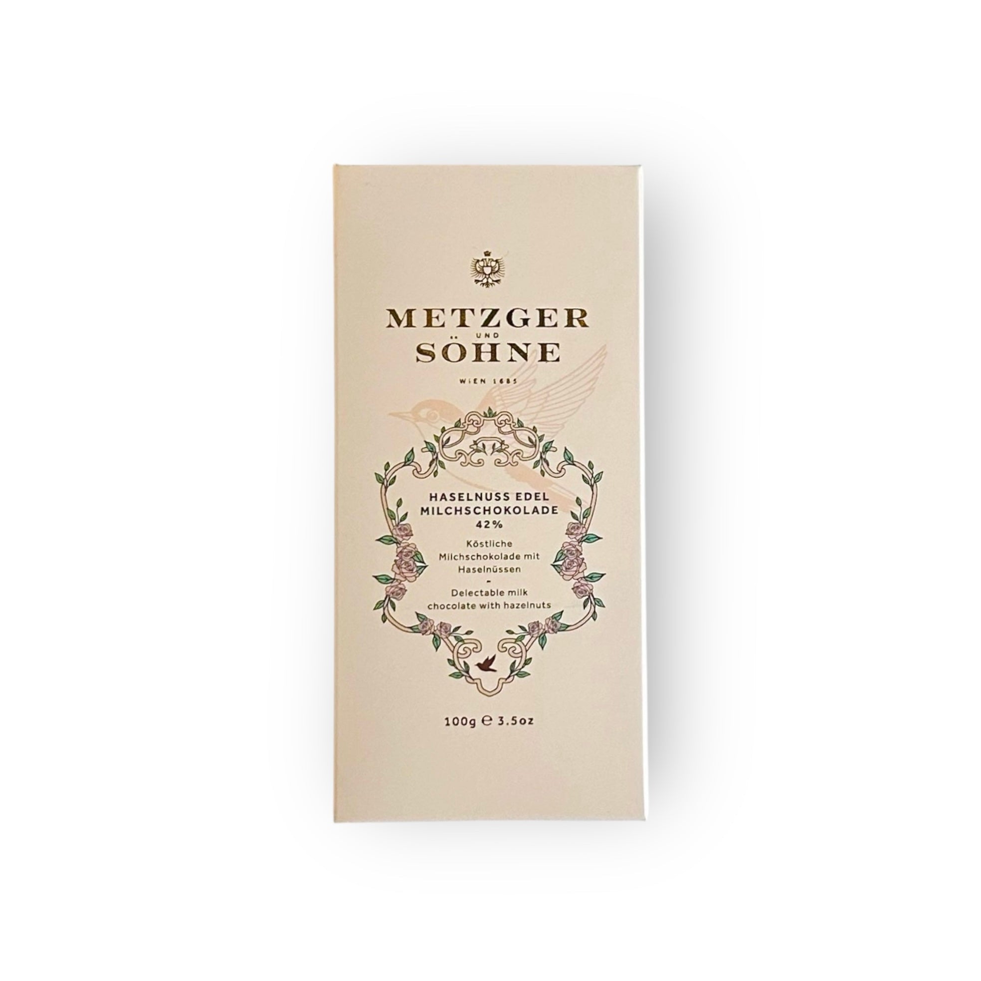 Edel Milchschokolade Tafel mit geroesteten Haselnuessen - AT Metzger & Söhne