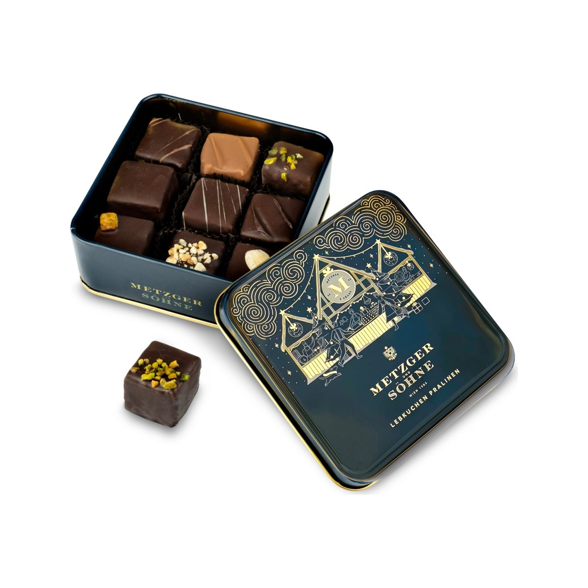 Maggiore Weihnachts Lebkuchen Pralinen Dose - Navy - AT Metzger & Söhne