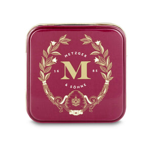 Entzückende Rot Lebkuchen Pralinen Dose im Metzger Design gefüllt 4 verschiedenen Lebkuchenpralinen.