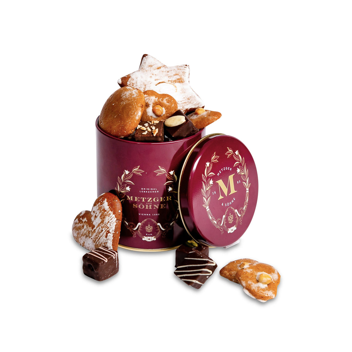 Grande Lebkuchen Sortiment Dose - Rot - AT Metzger & Söhne