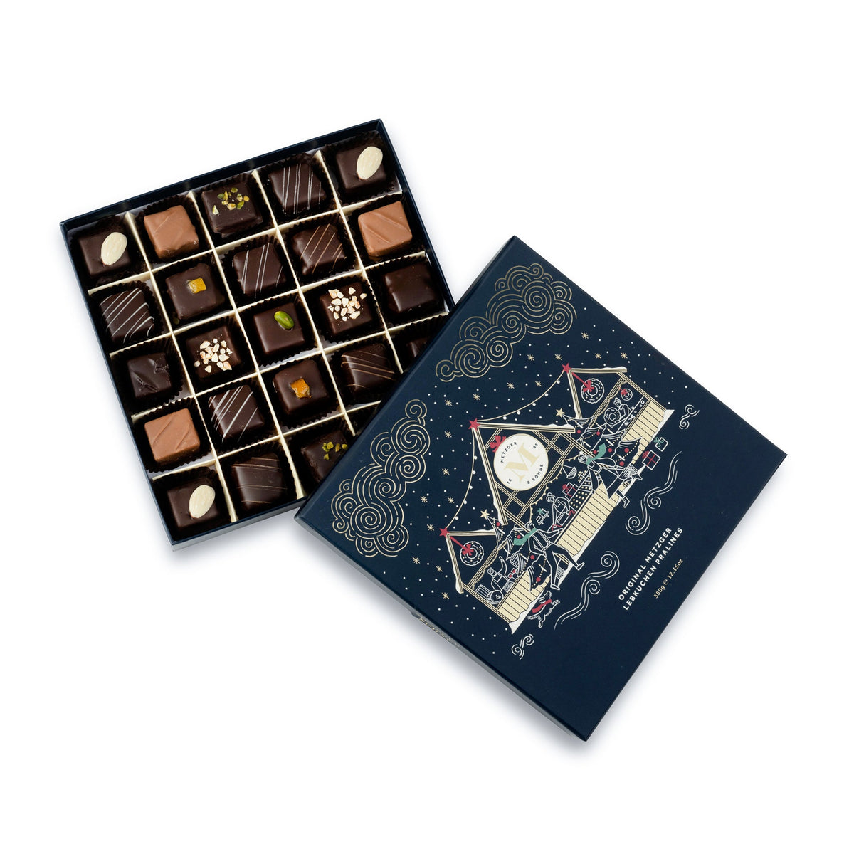 Grande Weihnachts Lebkuchen Pralinen Schachtel - Blau - AT Metzger & Söhne
