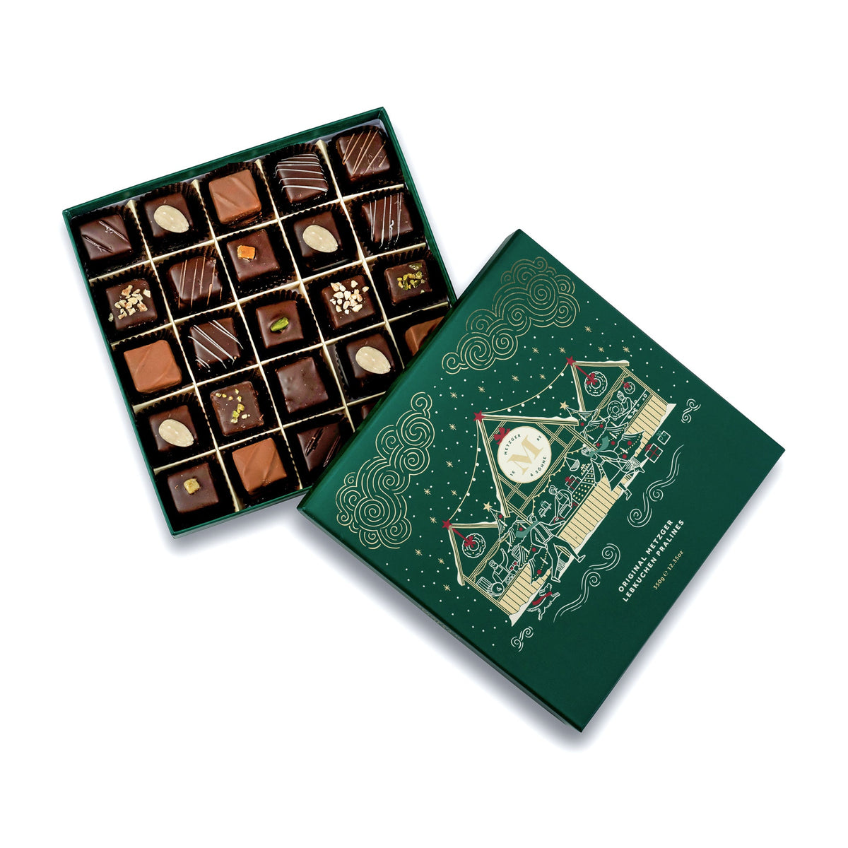 Grande Weihnachts Lebkuchen Pralinen Schachtel - Grün - AT Metzger & Söhne
